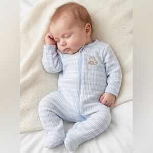 ❤️Little Me Blue & White Striped Onesie w/Monkey Design